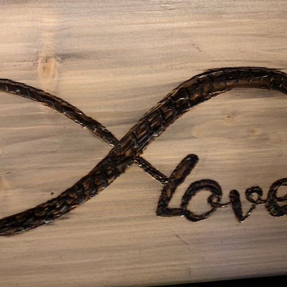 SOLD -Hand Wood Burns Infinity Love Sign - Picture 3 of 6